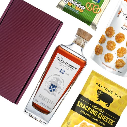 The Glenturret 12 Year Single Malt Whisky 70cl Nibbles Hamper
